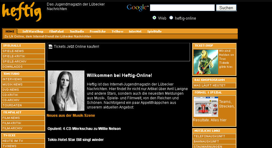 Das Internet-Portal heftig im Jahr 2008